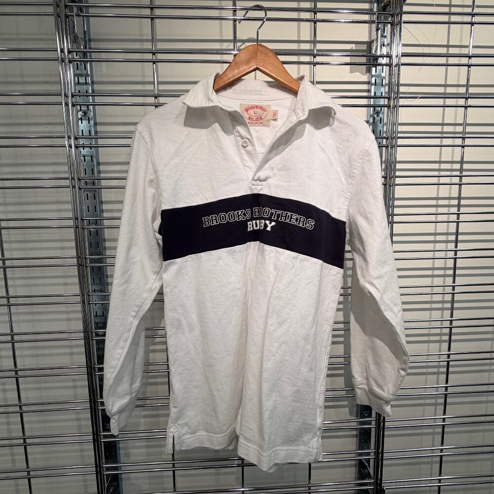 Brooks Brothers L White/Navy Rugby Shirt